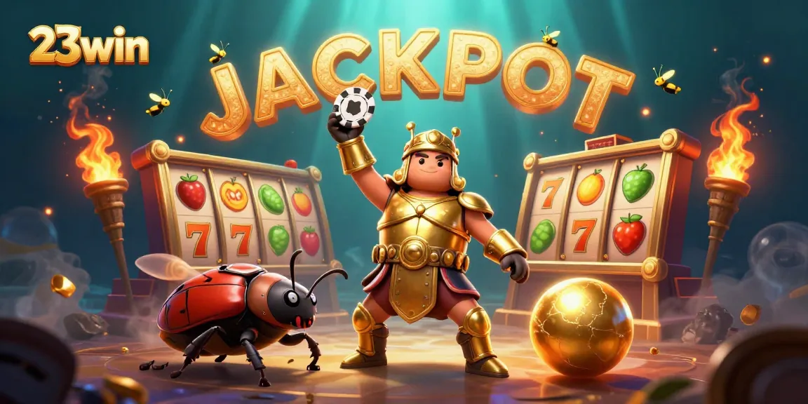Enjoy dynamic gaming action with 23win's vibrant 3D casino illustration showcasing a jackpot celebration.