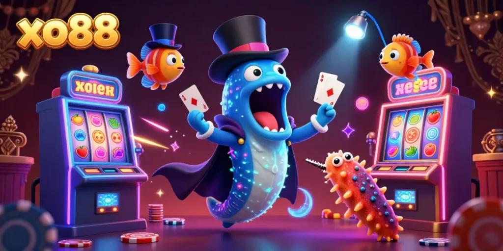 Experience thrilling online games with xo88's vibrant underwater casino scene full of excitement and rich detail.
