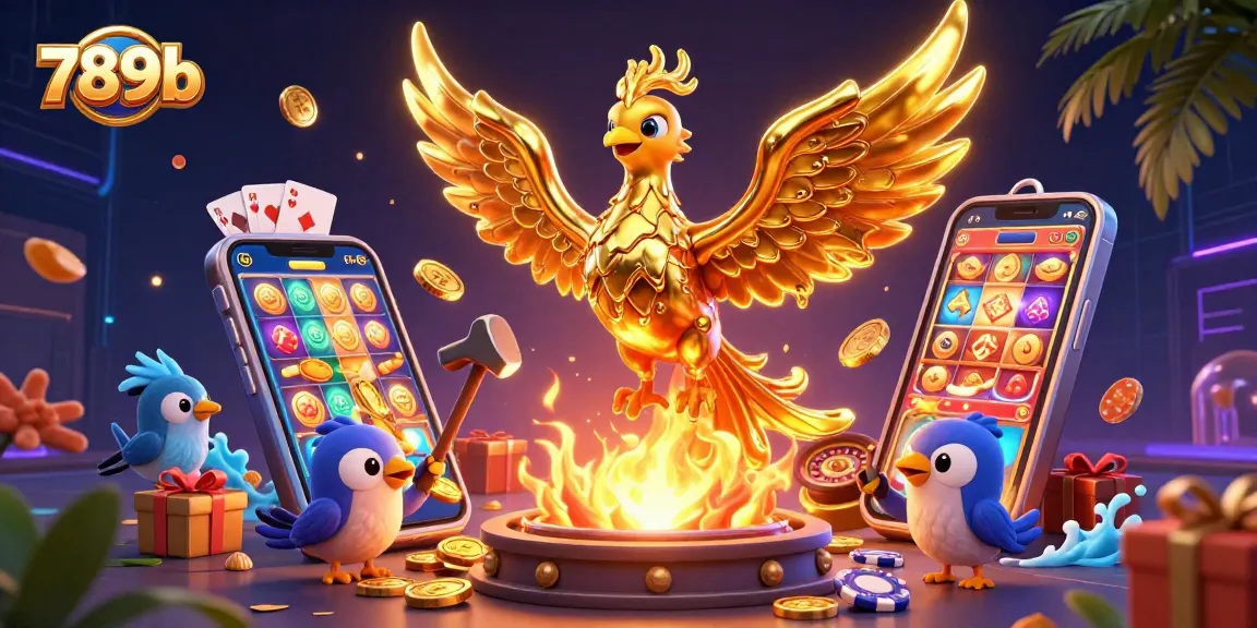 Engage with 789b's exciting slot games, as molten gold transforms into wealth amidst vibrant casino elements.