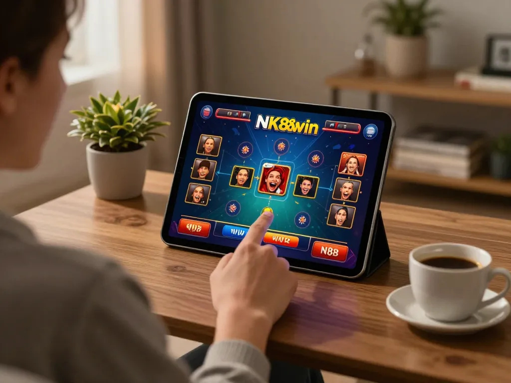 Person engaged in online casino gaming strategy at NK88 win in a cozy home environment.