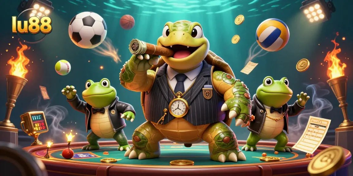 Experience the thrilling chance with lu88 as a snapping turtle and bullfrog enforcers brighten the casino scene.