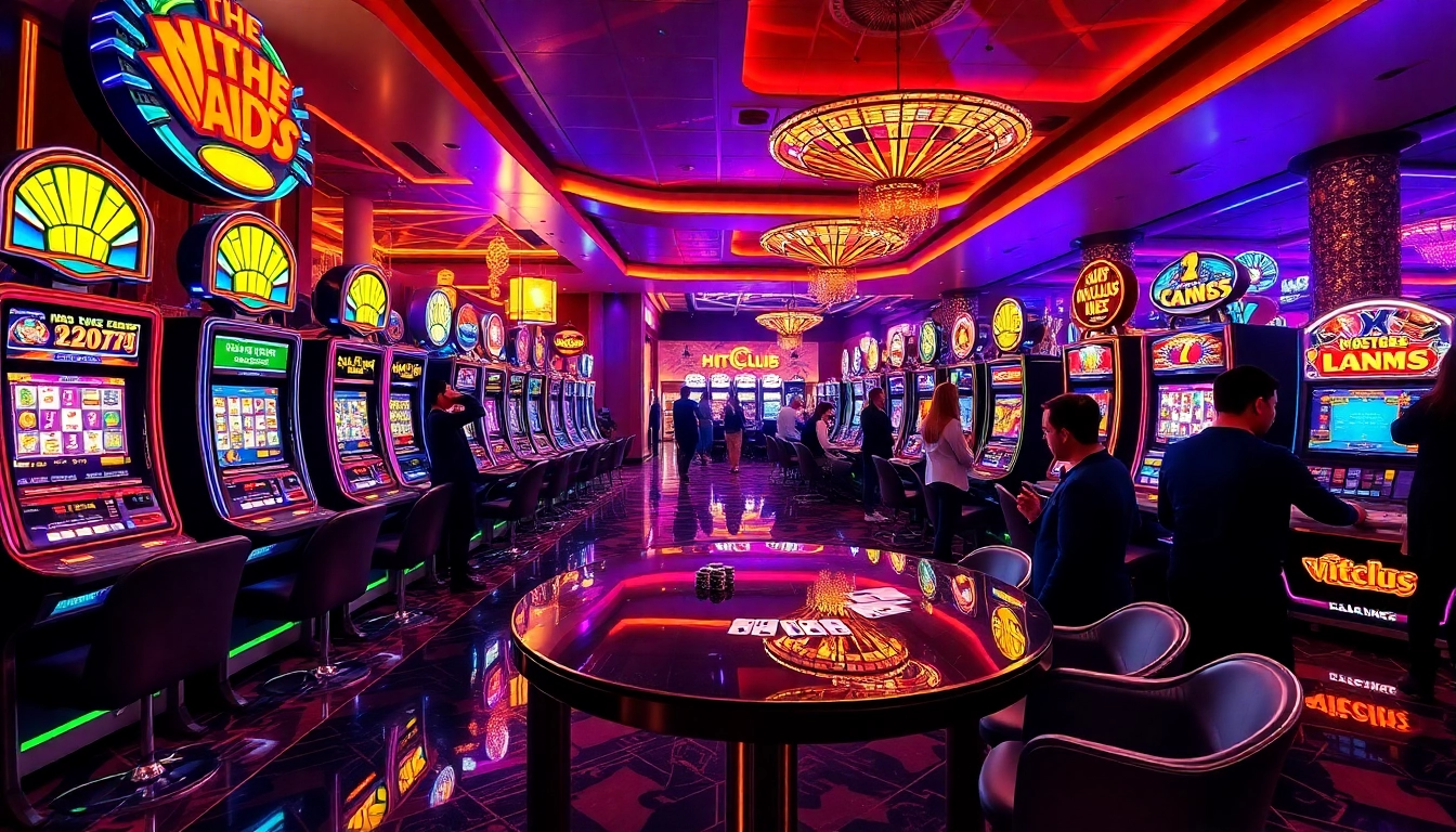 Experience the thrill of hitclub nổ hũ with vibrant slot machines and excited players.