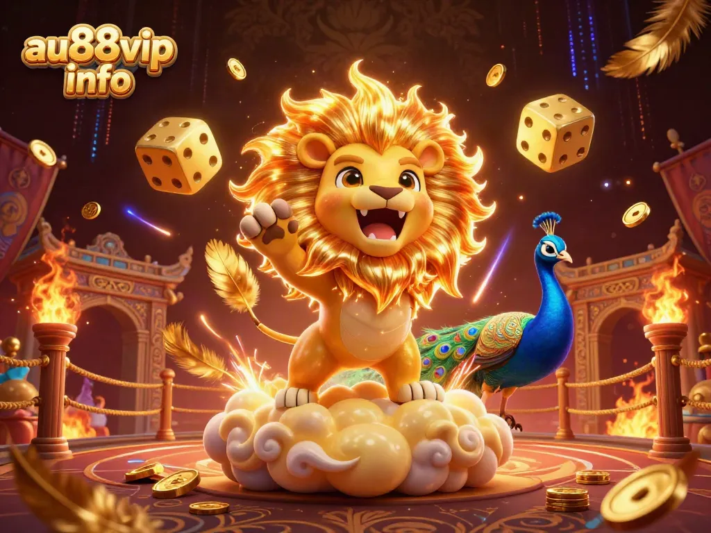 Experience thrilling gaming at au88vip info with a roaring sun lion and dynamic casino elements.