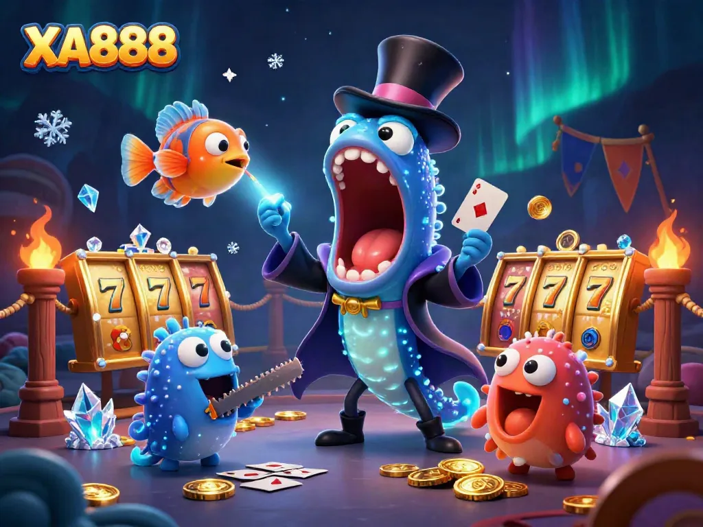 Experience thrilling slots and jackpots with XA888, featuring vibrant game elements and captivating characters.
