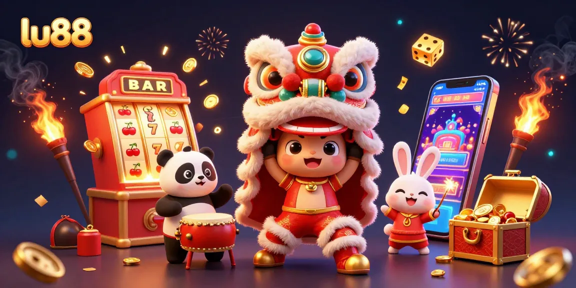 Spin and win big at lu88 with vibrant casino gaming visuals, featuring lively characters and exciting slot elements.