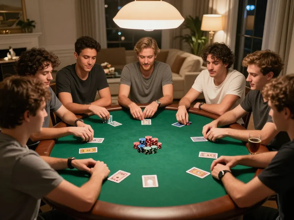 Join a thrilling poker match at 688v, where friends strategize and compete in a luxurious home setting.