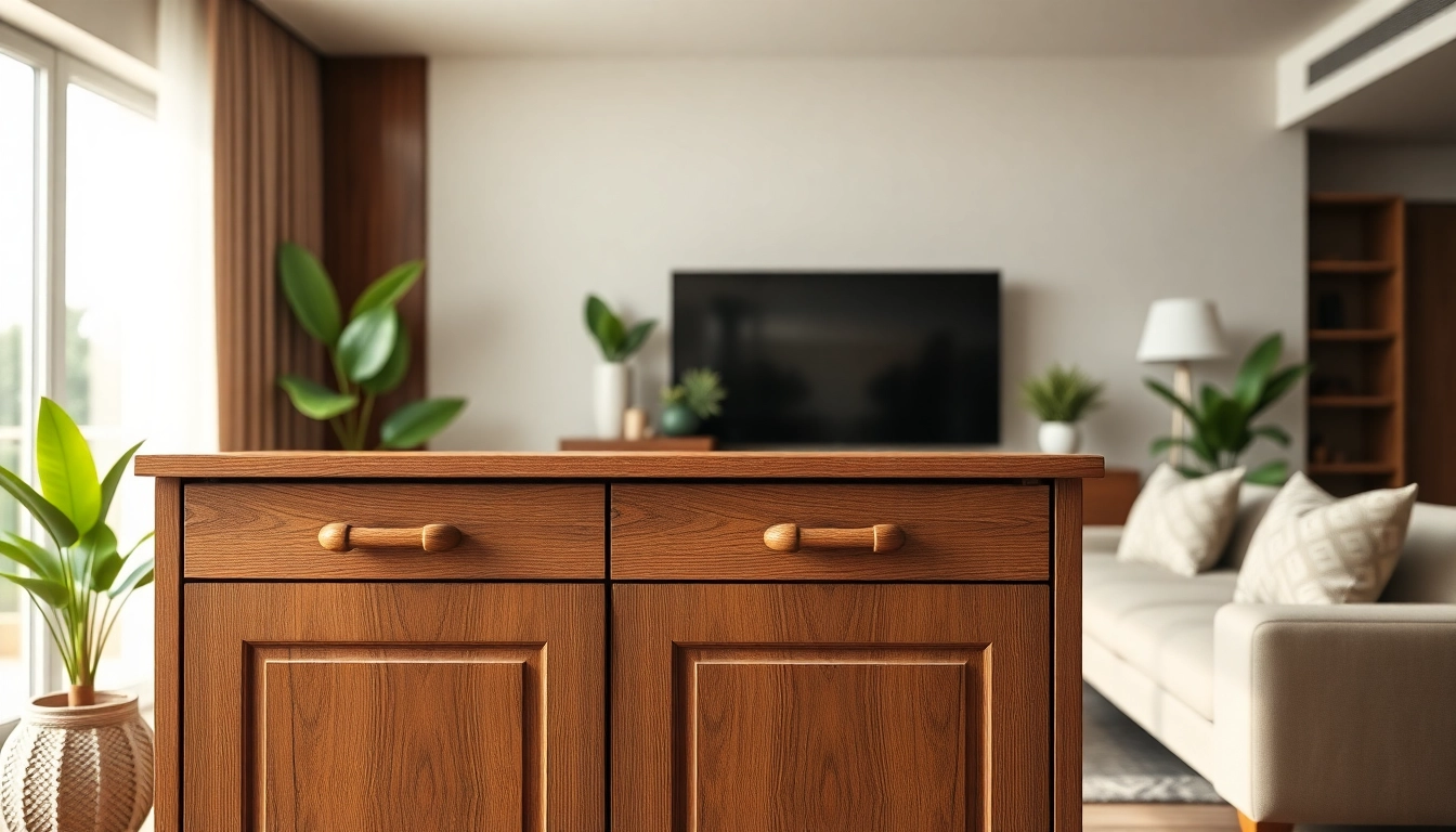 Showcasing a custom cabinet in an elegant living room setting with intricate design details.