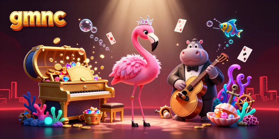 Experience gmnc's vibrant casino atmosphere with animated characters, gold coins, and dynamic gaming elements.