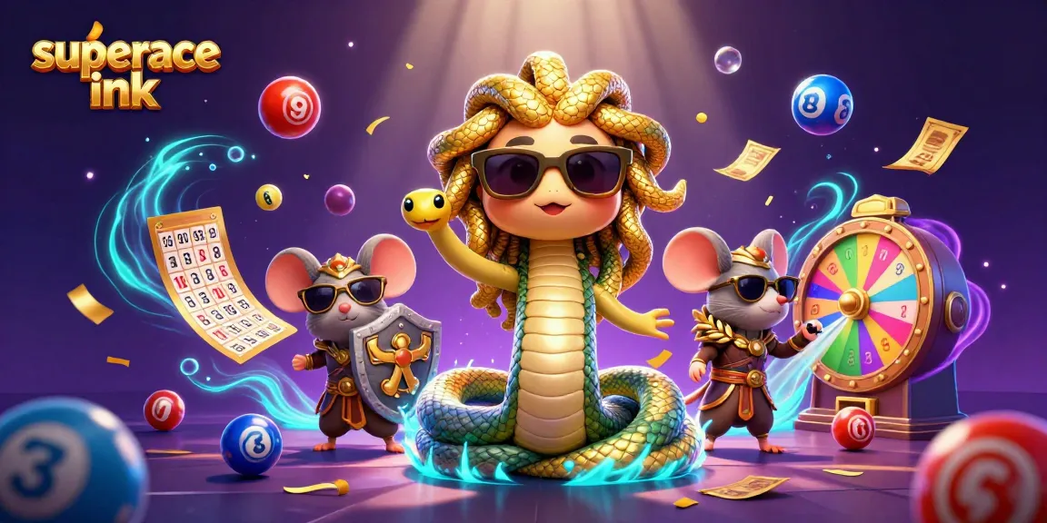 Win big with superace ink in this vibrant gambling-inspired illustration filled with dynamic lottery elements.