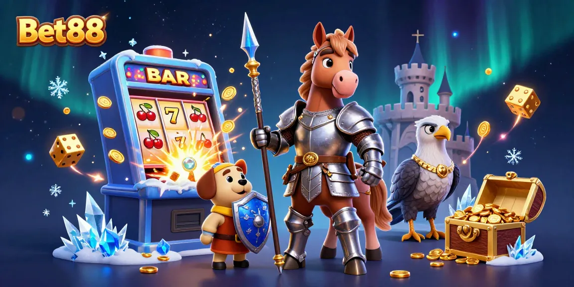 Engage with the thrilling Bet88 casino experience featuring knights and vibrant jackpot elements.
