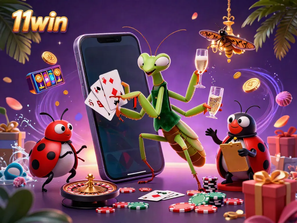 Experience thrilling gaming at 11win with a dynamic casino scene featuring colorful elements and vibrant characters.