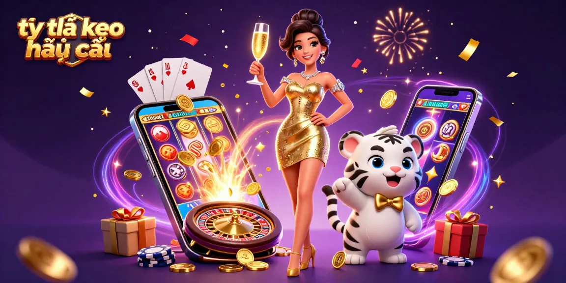 Engage with tỷ lệ kèo nhà cái through a vibrant celebration scene featuring a glamorous woman and a lucky tiger.