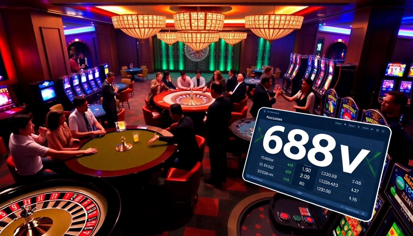 Players engaging in exciting games at 688v's vibrant casino tables.