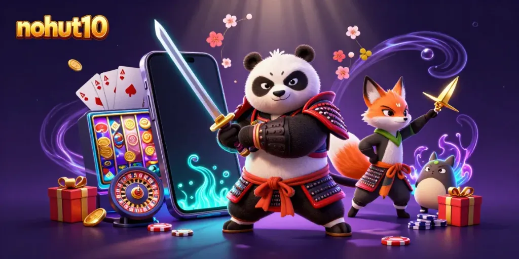 Experience thrilling gameplay with nohut10's vibrant casino action featuring characters and dynamic elements.