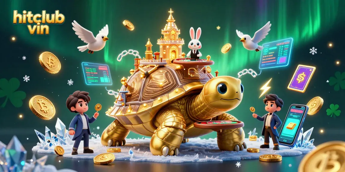 Experience the excitement of hitclub vin with a vibrant 3D scene featuring a golden tortoise casino and energetic dealer
