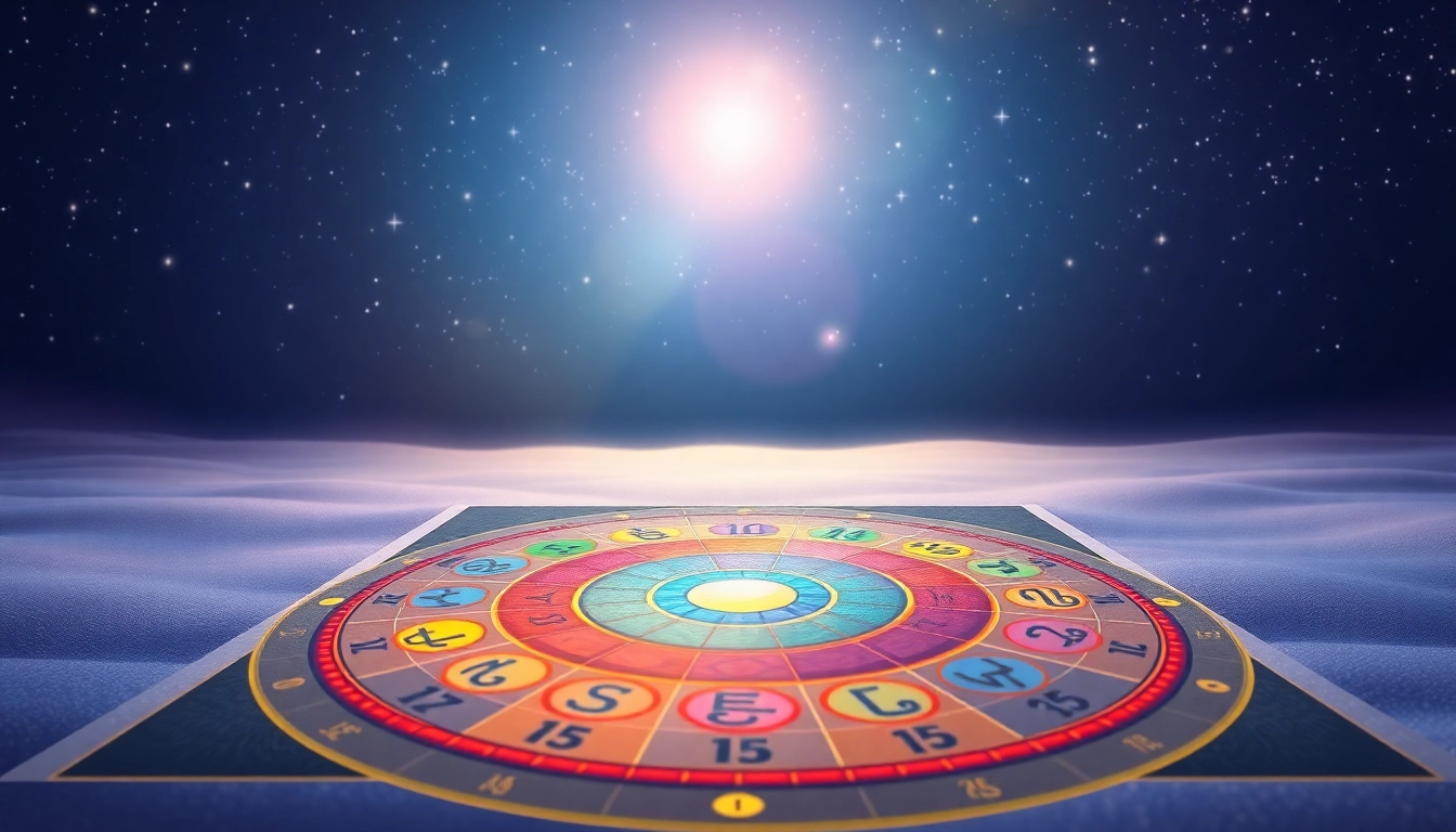 Visualize your destiny matrix chart in an enlightening and harmonious illustration with vibrant colors.