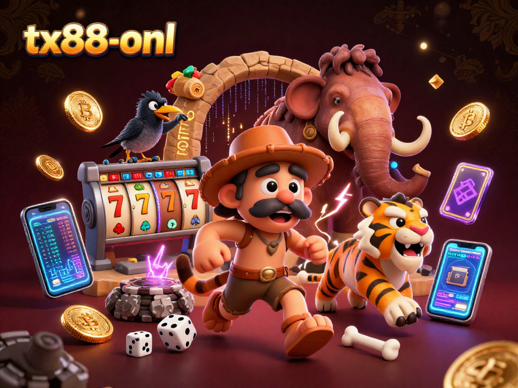 Join the prehistoric fun at tx88-onl with cavemen and their sabertooth tiger at the casino!