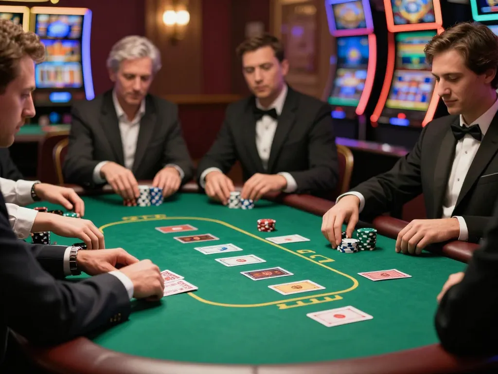 king33 players enjoying a thrilling poker game with vibrant chips and cards
