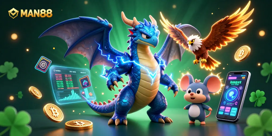 Experience the thrill of MAN88 with stunning 3D characters and vibrant crypto casino elements.