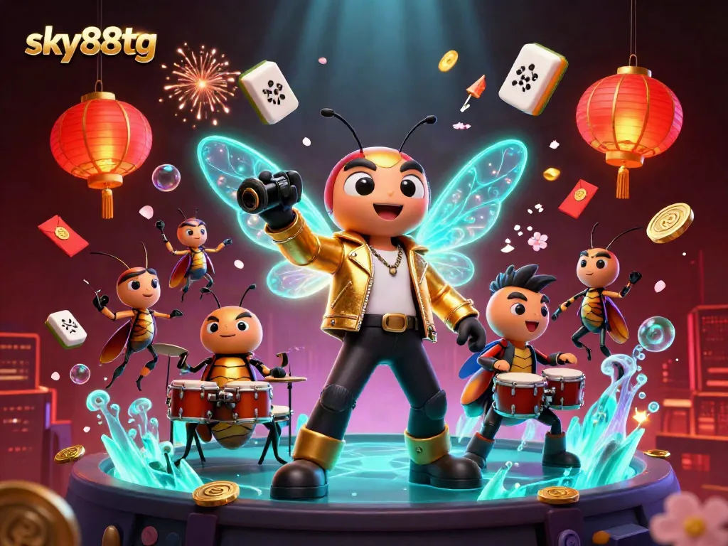 Engage with exciting games at sky88tg featuring vibrant characters, casino elements, and festive atmosphere.