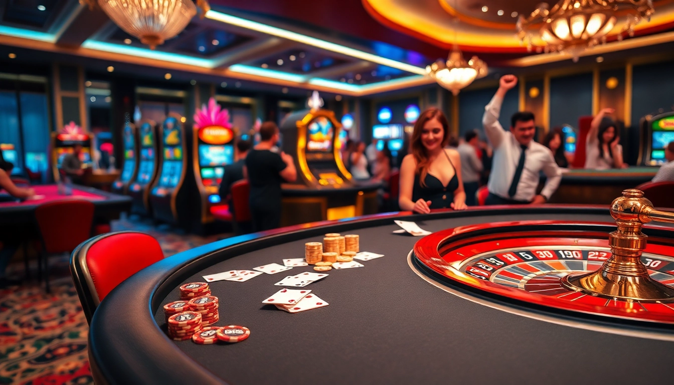 Experience the excitement of nhà cái rikbet at a luxurious casino table with poker chips and roulette.