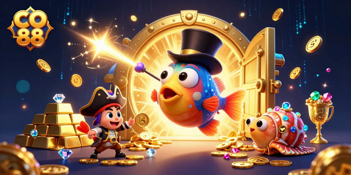 Play CO 88 and collect golden coins in this vibrant casino treasure illustration.