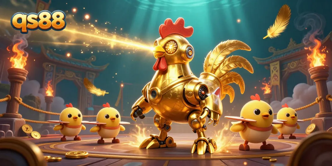 Experience thrilling gameplay at qs88 casino with vibrant 3D illustrations and golden themed elements.