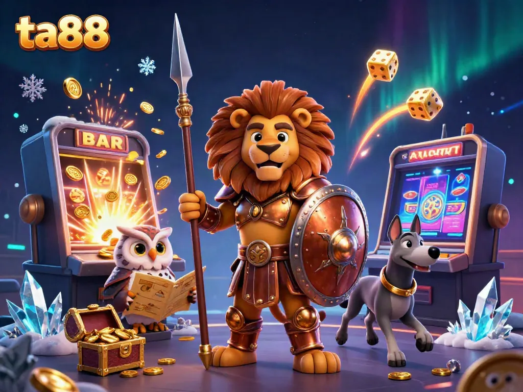 Experience the thrill of ta88 with 3D animated characters surrounded by casino excitement and a jackpot explosion.
