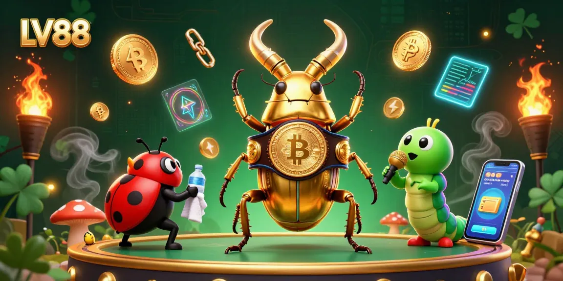 Engage with LV88's dynamic casino scene featuring a golden stag beetle and betting elements.