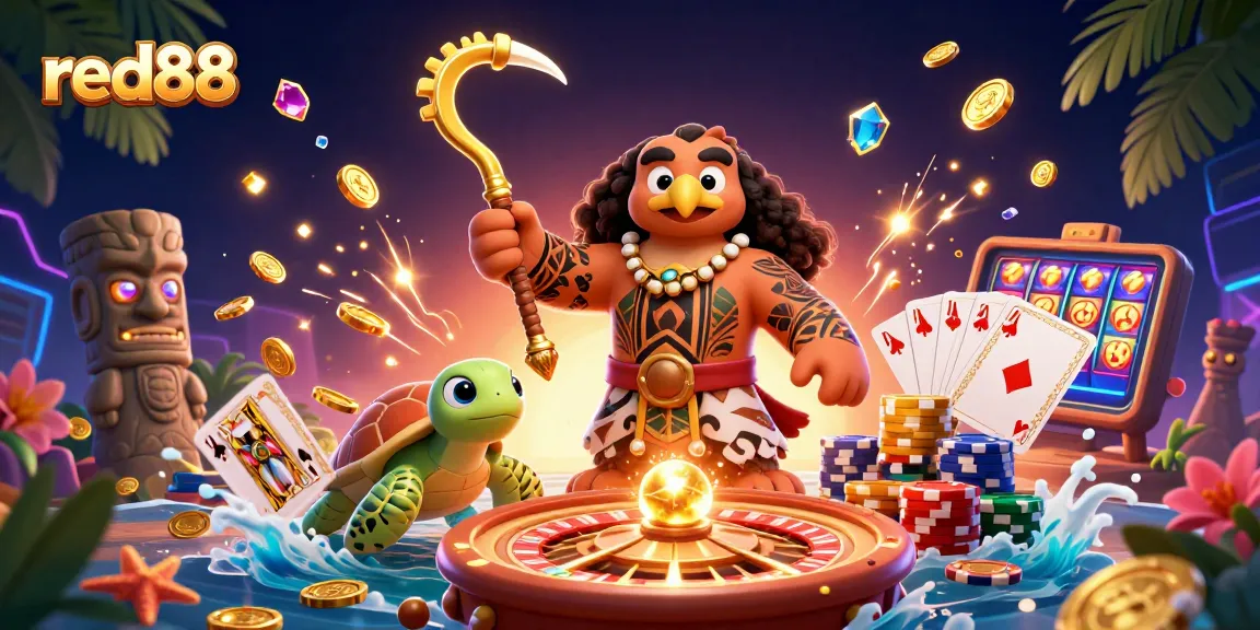 Experience thrilling gameplay with red88's vibrant casino scene featuring a demigod hawk and game elements.