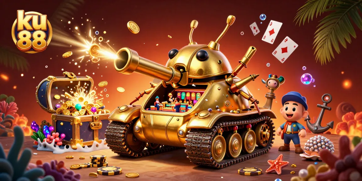 Immerse in the vibrant ku 88 casino scene filled with colorful game elements and golden surprises.