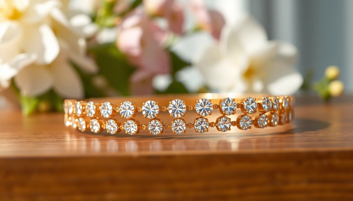 Showcase a Diamond by the yard bracelet with sparkling details and elegant design in a serene setting.