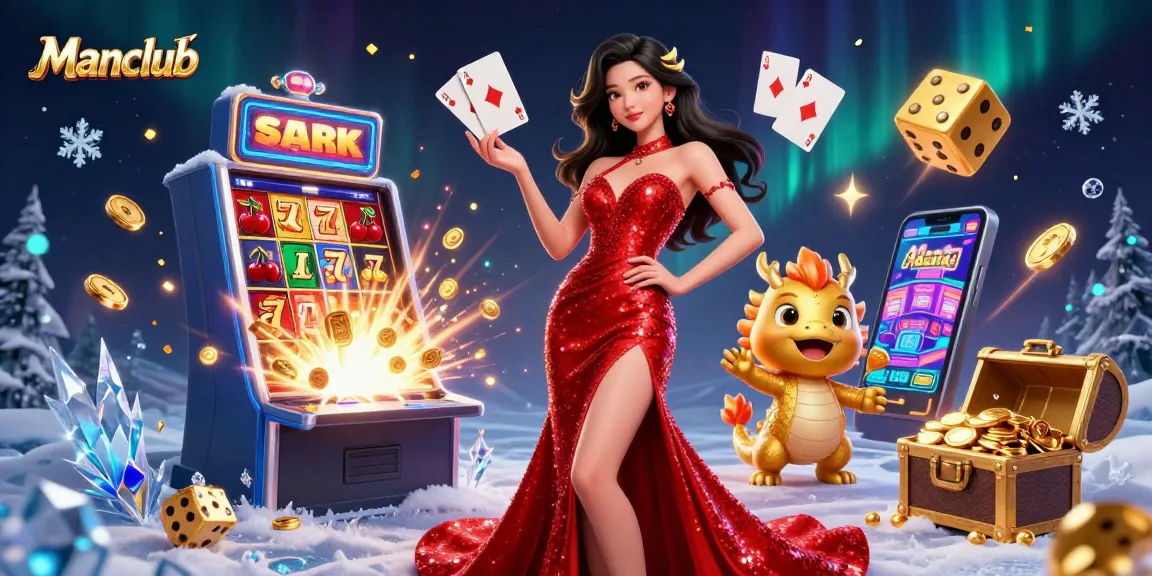 Experience the thrill of gaming with Manclub's vibrant casino scene, featuring lively characters and exciting game elements.