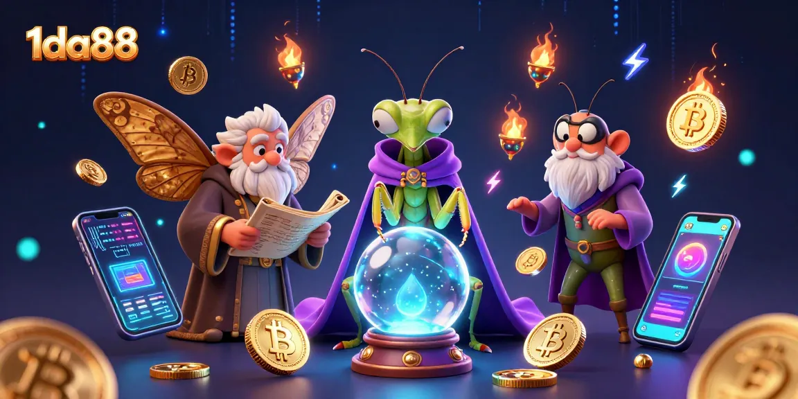 Engage with 1da88's vibrant fortune-telling scene featuring cryptocurrency elements.