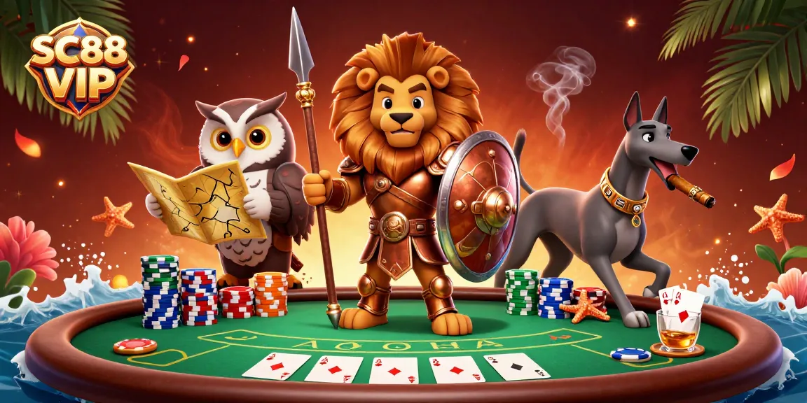 Experience SC88 VIP with a vibrant 3D casino scene featuring dynamic poker action and exciting characters.
