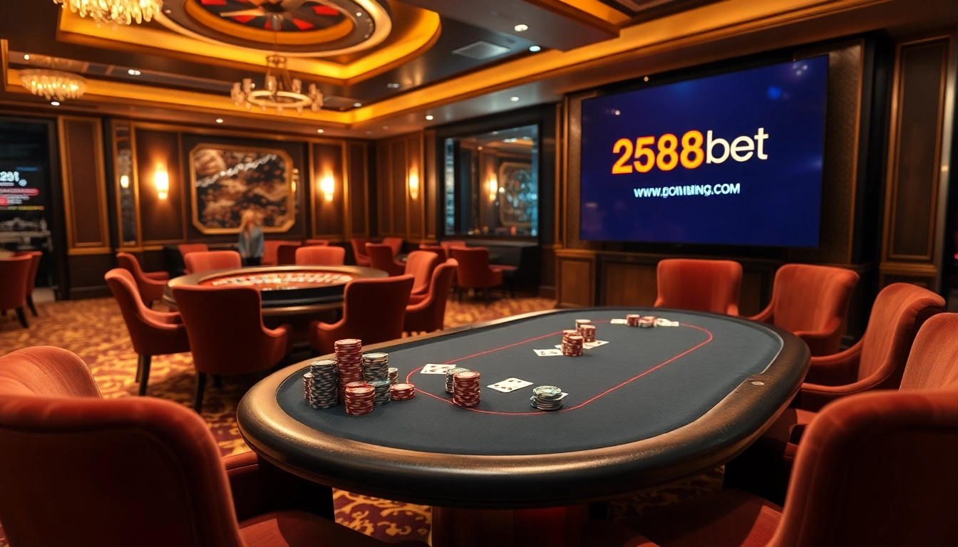 Experience the thrill of poker at 258bet with stylish decor and competitive ambiance.