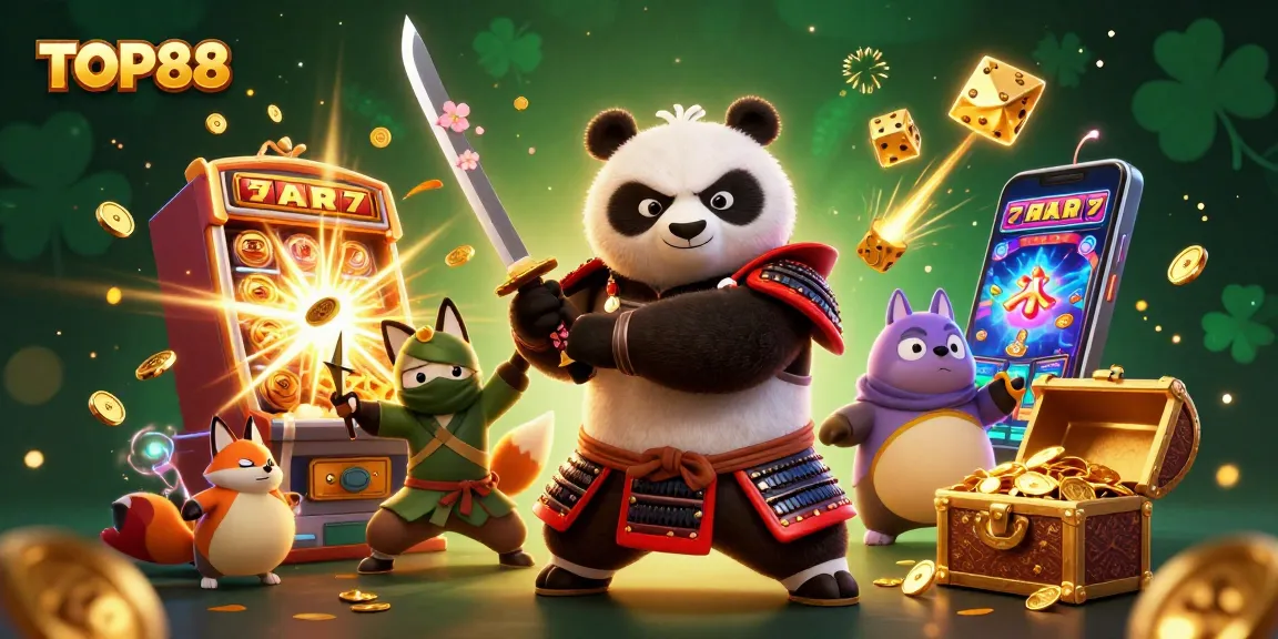 Engaging players at TOP88 with vibrant 3D characters amidst exciting jackpots and slots.