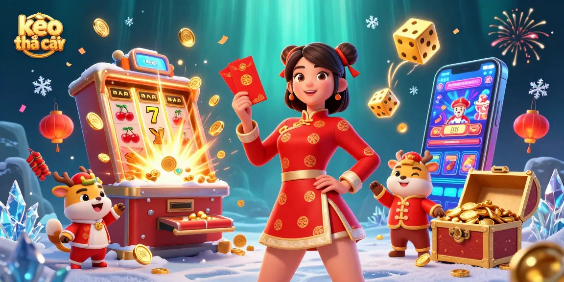 Experience thrilling kèo nhà cái action with vibrant casino elements in a festive Lunar New Year scene.