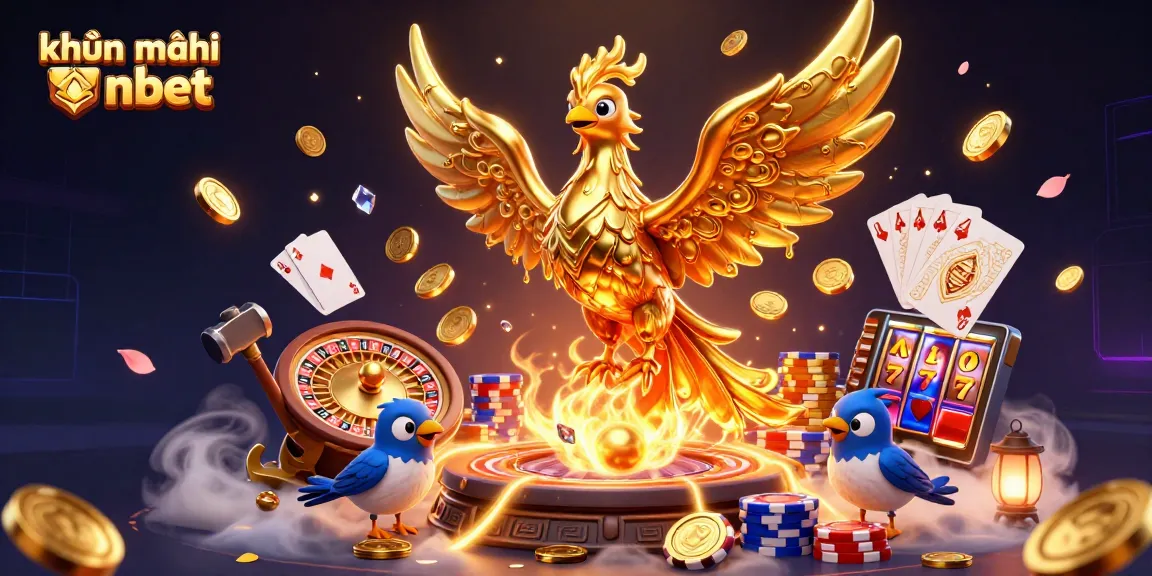Experience the thrill of khuyến mãi nbet with a phoenix rising from gold coins amid vibrant casino elements.