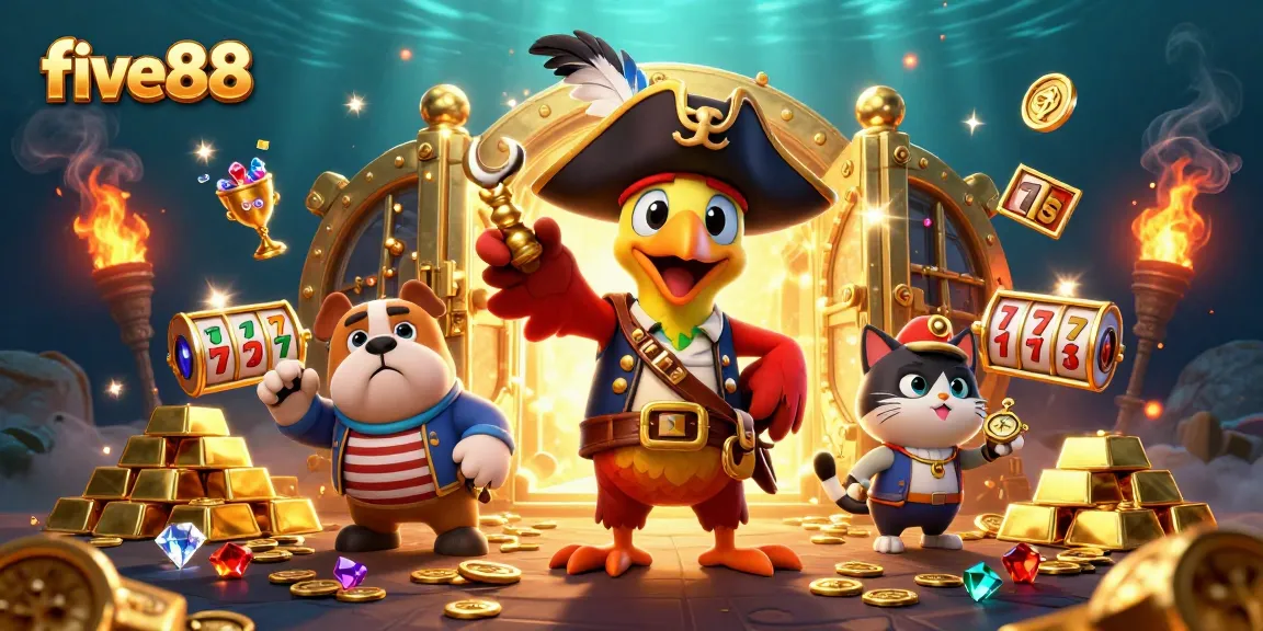 Experience the thrill at five88 as the pirate captain and crew navigate a world of slots and treasure.