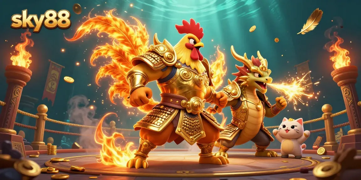 Experience thrilling gameplay at sky88 with our vibrant animated scene featuring unique characters and casino elements.