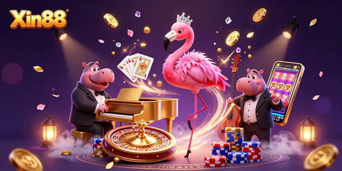 Experience thrilling gaming adventures at Xin88 with vibrant characters and captivating casino elements.